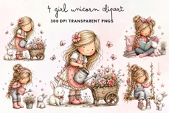 Girl Unicorn Clipart PNG Product Image 1