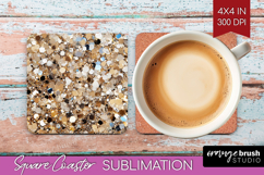Glitter Texture Square Coaster - Sparkle Glitter Coaster PNG Product Image 1