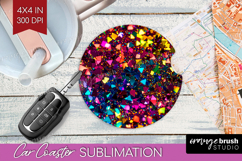 Glitter Texture Car Coaster - Sparkle Glitter Coaster PNG Product Image 1