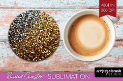 Glitter Texture Round Coaster - Sparkle Glitter Coaster PNG Product Image 1
