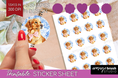 Golden Retriever Dog Round Sticker Blue Toile Printable Product Image 1