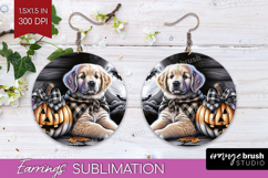 Golden Retriever Dog Round Earrings Halloween PNG Product Image 1