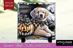 Golden Retriever Dog Slate PNG Halloween Square Slate Product Image 1