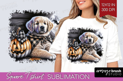 Golden Retriever Dog Square Tshirt Background Halloween PNG Product Image 1