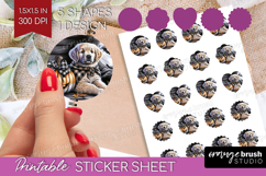 Golden Retriever Dog Round Sticker Halloween Printable Sheet Product Image 1