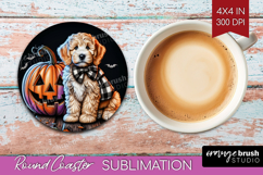 Goldendoodle Dog Round Coaster Halloween Coaster PNG Product Image 1