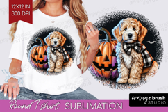 Goldendoodle Dog Round Tshirt Background Halloween PNG Product Image 1
