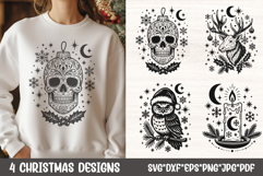 Gothic Christmas SVG | Skull Ornament, Deer, Owl, Candle Product Image 1