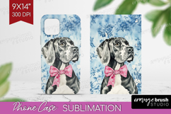 Great Dane Dog Phone Case PNG Blue Toile Case PNG Product Image 1