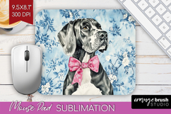 Great Dane Dog Mouse Pad Sublimation Blue Toile Mousepad PNG Product Image 1