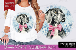 Great Dane Dog Round Tshirt Background Blue Toile PNG Product Image 1