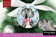 Great Dane Dog Ornament PNG Blue Toile PNG Sublimation Product Image 1