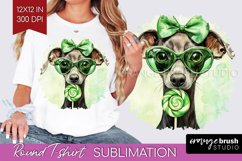 Greyhound St. Patricks Day Dog Round Tshirt Background Dog Product Image 1