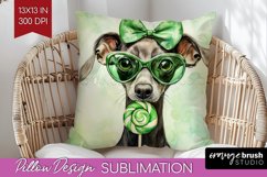 Greyhound St. Patricks Day Dog Pillow Sublimation Dog Pillow Product Image 1