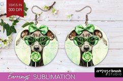 Greyhound St. Patricks Day Dog Round Earrings Dog PNG Product Image 1