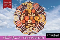 Retro Flowers Wind Spinner Sublimation PNG - Groovy Round Product Image 1