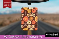 Retro Flowers Air Freshener PNG - Groovy PNG Sublimation Product Image 1