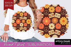 Retro Flowers Round Tshirt Background - Groovy PNG Product Image 1