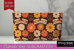 Retro Flowers Cosmetic Bag - Groovy Makeup Bag PNG Product Image 1