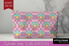 Retro Flowers Cosmetic Bag - Groovy Makeup Bag PNG Product Image 1