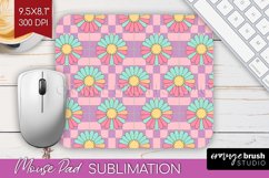 Retro Flowers Mouse Pad Sublimation - Groovy Mousepad PNG Product Image 1