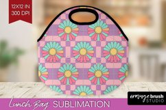 Retro Flowers Lunch Bag - Groovy Lunch Bug PNG Sublimation Product Image 1
