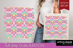Retro Flowers Tote Bag - Groovy Tote Bag PNG Sublimation Product Image 1