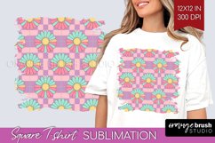 Retro Flowers Square Tshirt Background - Groovy PNG Product Image 1