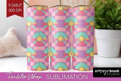 Retro Flowers Tumbler Wrap - Groovy Tumbler PNG Sublimation Product Image 1