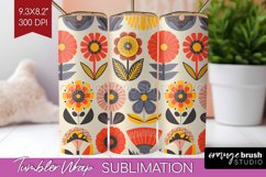 Retro Flowers Tumbler Wrap - Groovy Tumbler PNG Sublimation Product Image 1