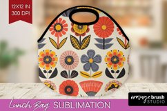 Retro Flowers Lunch Bag - Groovy Lunch Bug PNG Sublimation Product Image 1