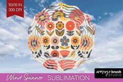 Retro Flowers Wind Spinner Sublimation PNG - Groovy Round Product Image 1