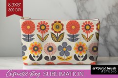 Retro Flowers Cosmetic Bag - Groovy Makeup Bag PNG Product Image 1