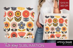 Retro Flowers Tote Bag - Groovy Tote Bag PNG Sublimation Product Image 1