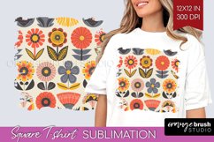 Retro Flowers Square Tshirt Background - Groovy PNG Product Image 1