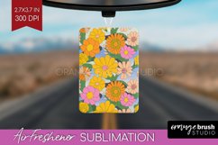 Retro Flowers Air Freshener PNG - Groovy PNG Sublimation Product Image 1