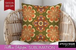 Retro Flowers Pillow Sublimation - Groovy Pillow Cover PNG Product Image 1