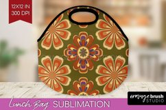 Retro Flowers Lunch Bag - Groovy Lunch Bug PNG Sublimation Product Image 1