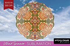Retro Flowers Wind Spinner Sublimation PNG - Groovy Round Product Image 1