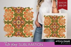 Retro Flowers Tote Bag - Groovy Tote Bag PNG Sublimation Product Image 1