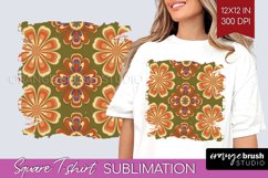 Retro Flowers Square Tshirt Background - Groovy PNG Product Image 1