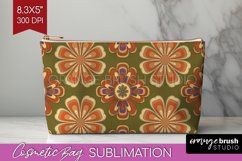 Retro Flowers Cosmetic Bag - Groovy Makeup Bag PNG Product Image 1