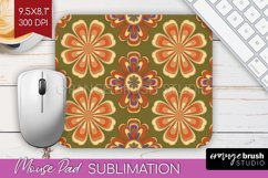 Retro Flowers Mouse Pad Sublimation - Groovy Mousepad PNG Product Image 1