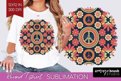 Retro Flowers Round Tshirt Background - Groovy PNG Product Image 1