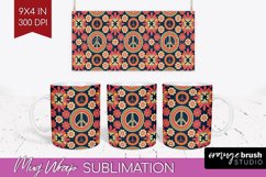 Retro Flowers Mug Wrap - Groovy Mug PNG Sublimation Product Image 1