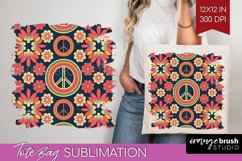 Retro Flowers Tote Bag - Groovy Tote Bag PNG Sublimation Product Image 1