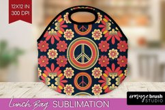 Retro Flowers Lunch Bag - Groovy Lunch Bug PNG Sublimation Product Image 1