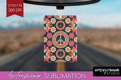 Retro Flowers Air Freshener PNG - Groovy PNG Sublimation Product Image 1