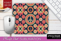 Retro Flowers Mouse Pad Sublimation - Groovy Mousepad PNG Product Image 1