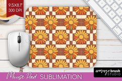 Retro Flowers Mouse Pad Sublimation - Groovy Mousepad PNG Product Image 1